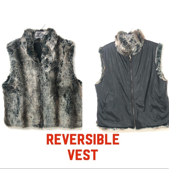 Jackets & Blazers - Reversible women’s vest warm vest faux fur leather Size Large